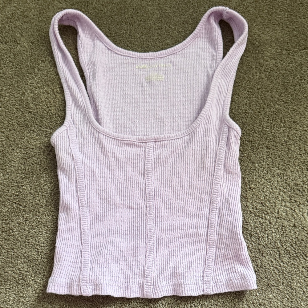 American Eagle Outfitters White Ribbed Fitted Tank Top